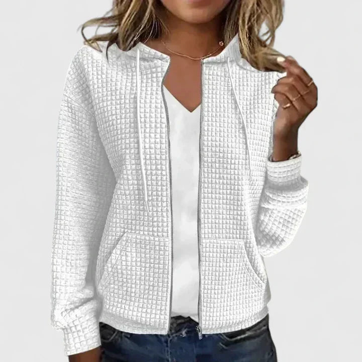 Trudy | Waffle Knit Zip-Up Hoodie Jacket
