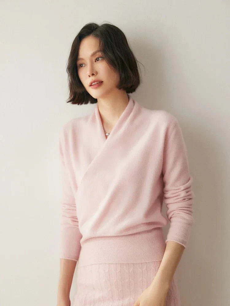 Women’s Cashmere Wrap Sweater – Soft Crossover Knit for Effortless Elegance