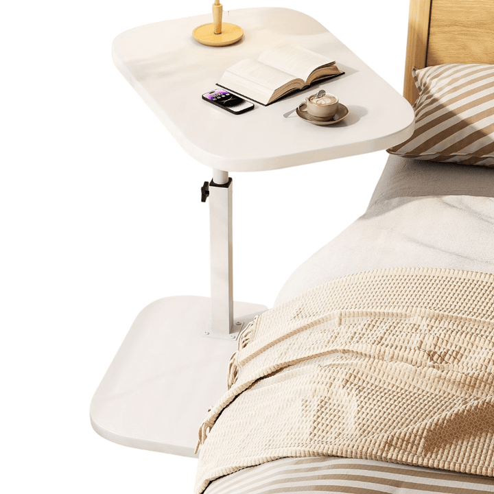 ADJUSTA - Adjustable Side Table with Wooden Top and Metal Frame