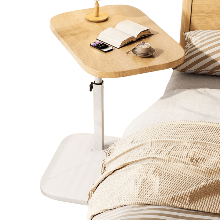 ADJUSTA - Adjustable Side Table with Wooden Top and Metal Frame