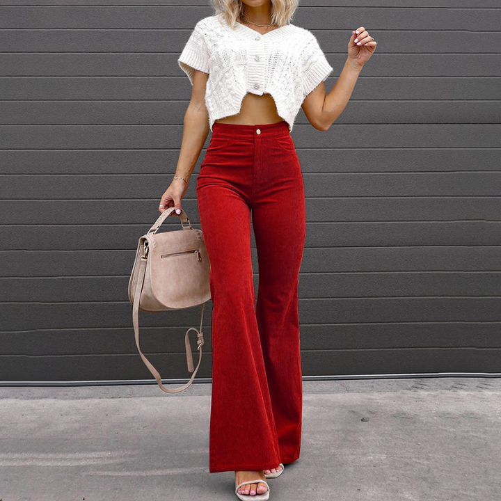 Women’s Winter Corduroy Trousers | High-Waisted Flared