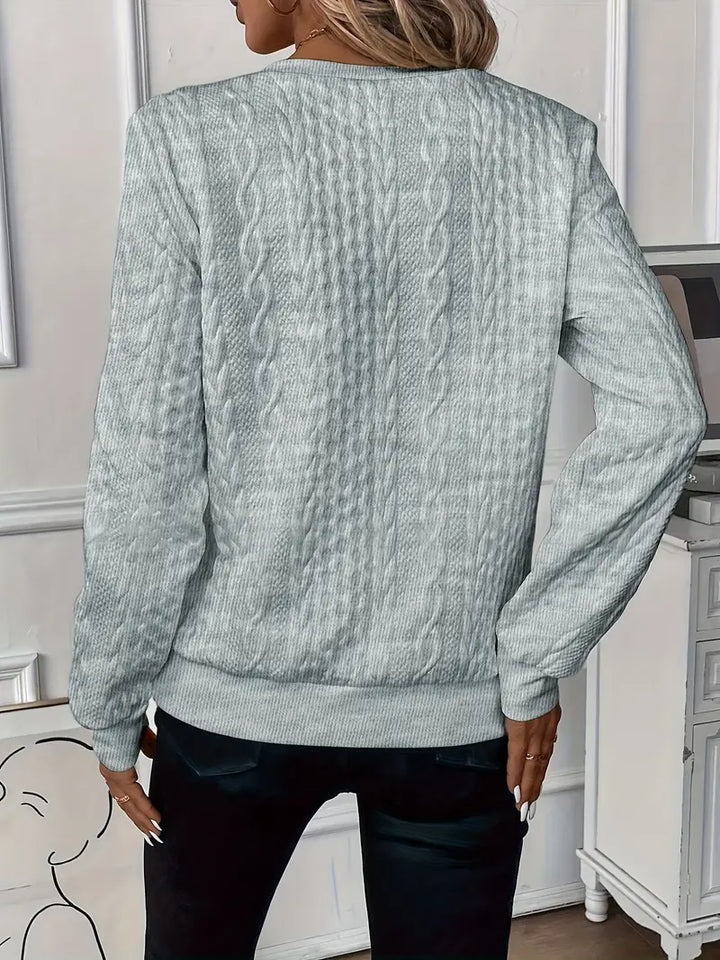 Women's Half Zip Sweater with All-Over Textured Pattern
