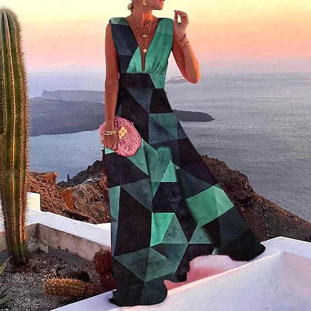 Elegant Floral V-Neck Maxi Dress