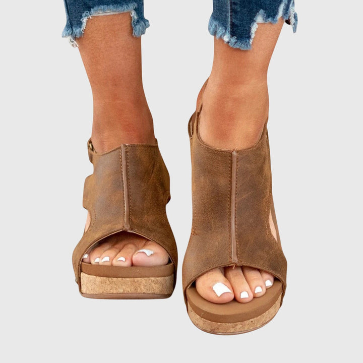 Suede Orthopedic Wedge Sandals – Cork Platform