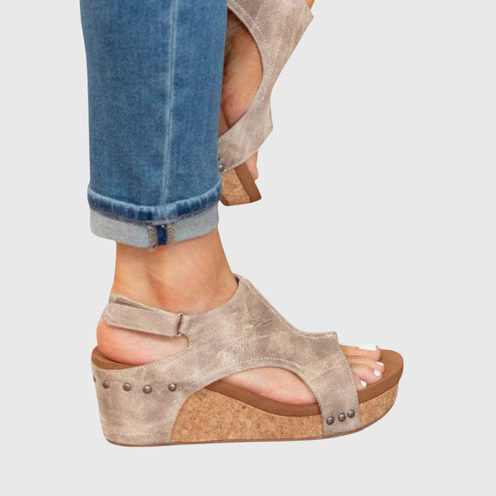 Suede Orthopedic Wedge Sandals – Cork Platform