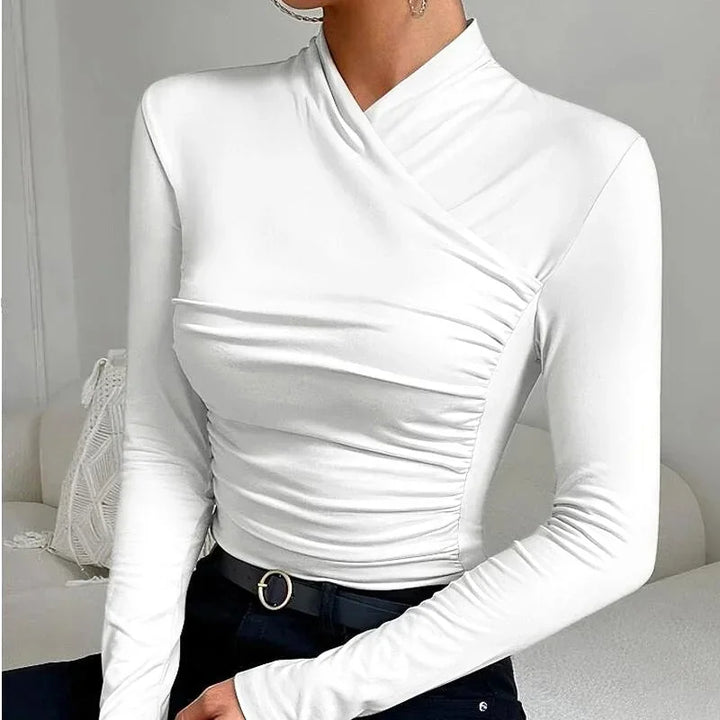Rosalie - Women's Asymmetric Fitted Long-Sleeve Top