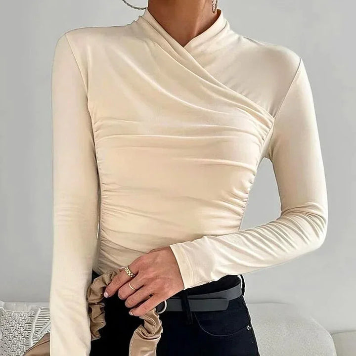Rosalie - Women's Asymmetric Fitted Long-Sleeve Top
