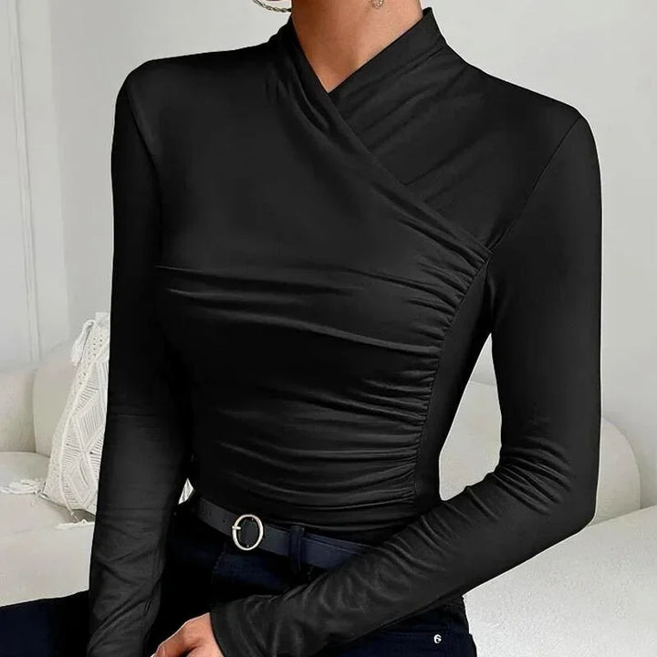 Rosalie - Women's Asymmetric Fitted Long-Sleeve Top