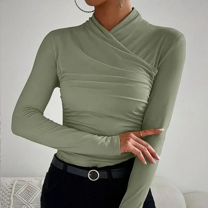 Rosalie - Women's Asymmetric Fitted Long-Sleeve Top