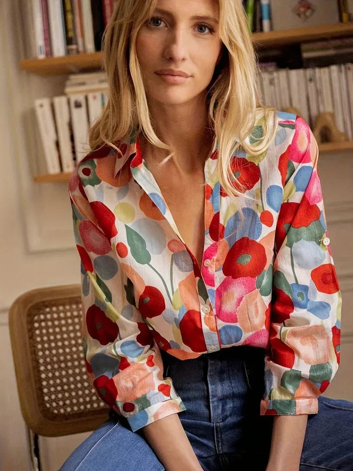 Eliza - Women's colorful floral print long-sleeved blouse