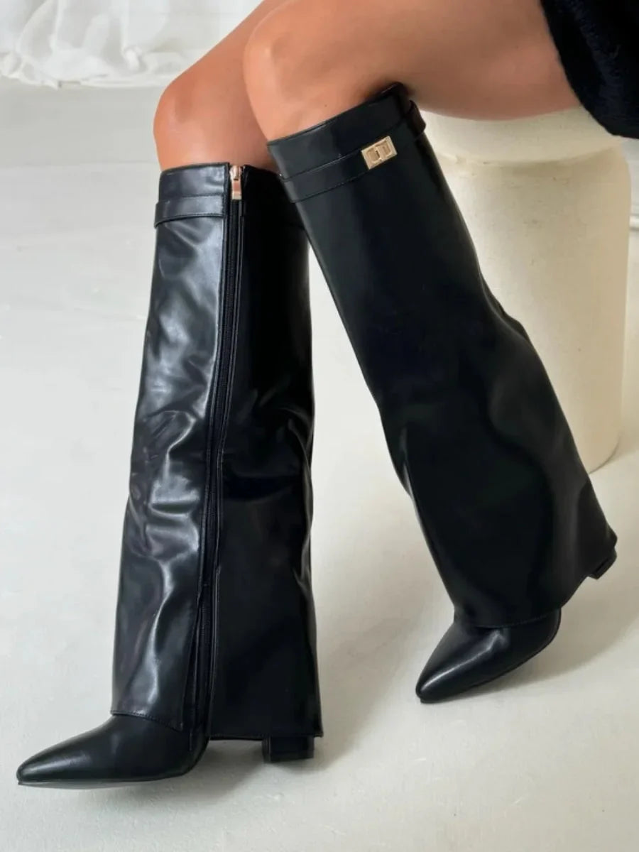 Francesca - Women's suede boots with metallic details