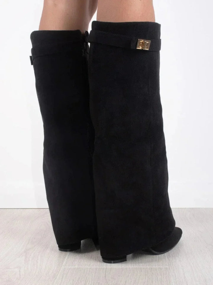 Francesca - Women's suede boots with metallic details