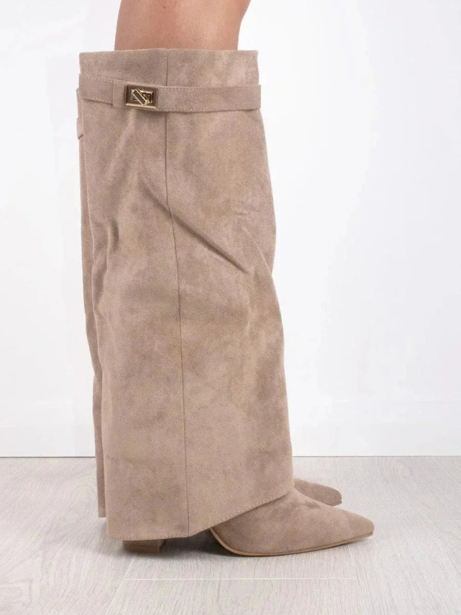 Francesca - Women's suede boots with metallic details