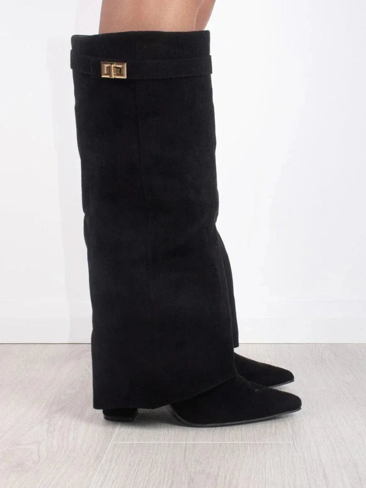 Francesca - Women's suede boots with metallic details