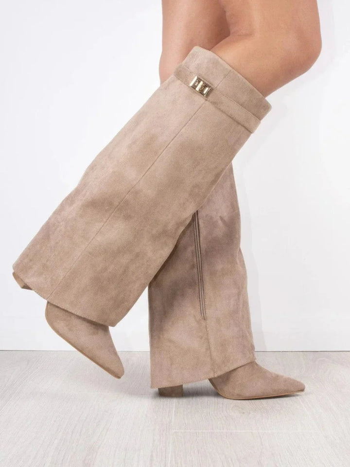 Francesca - Women's suede boots with metallic details