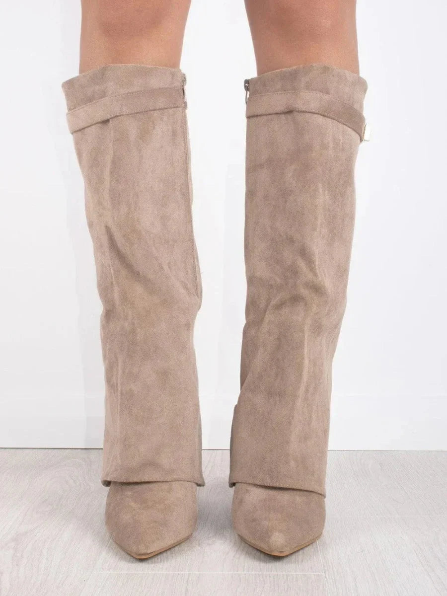 Francesca - Women's suede boots with metallic details