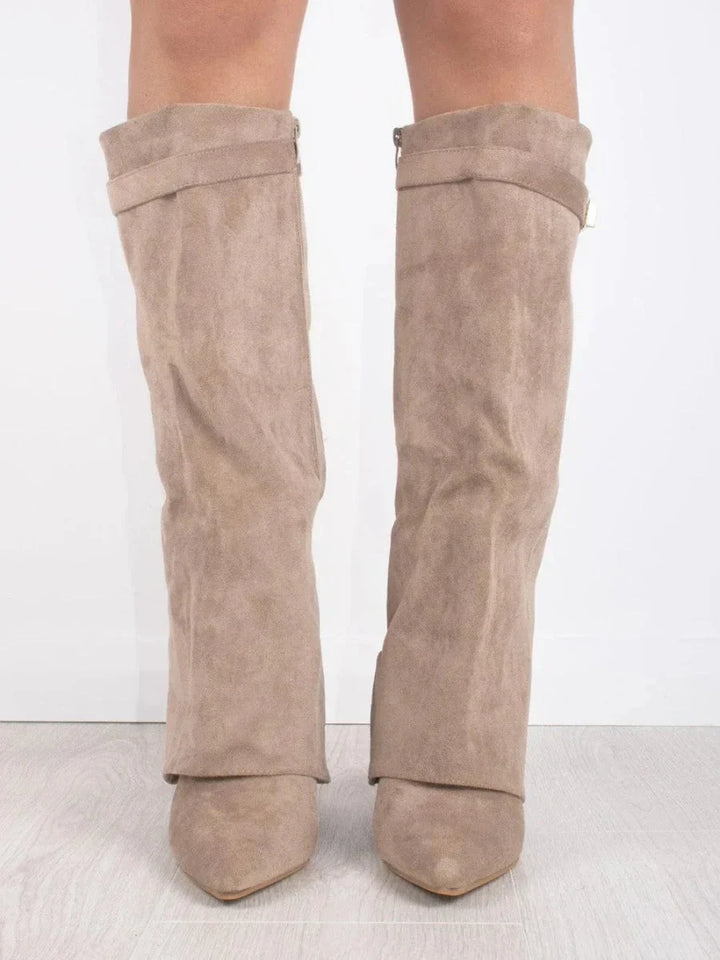 Francesca - Women's suede boots with metallic details