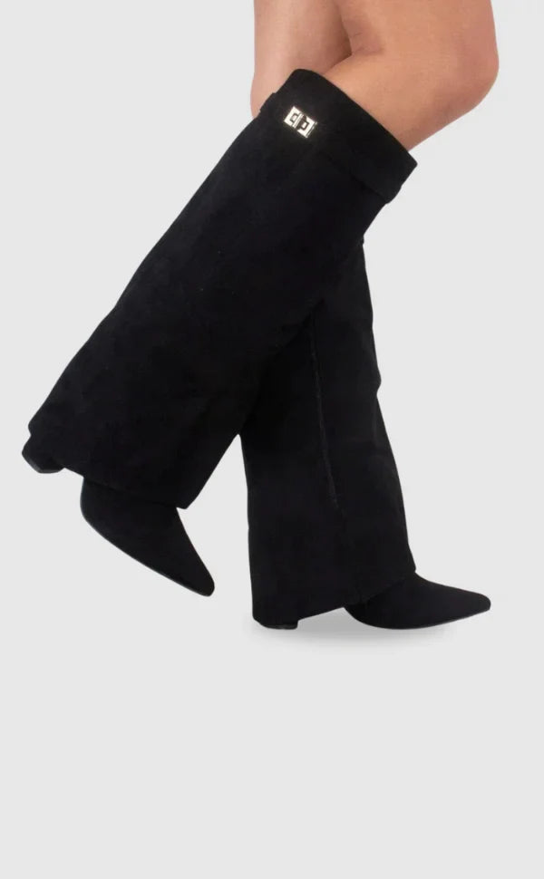 Francesca - Women's suede boots with metallic details