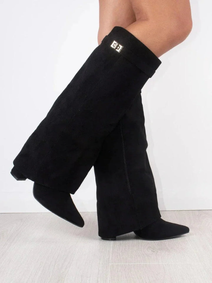 Francesca - Women's suede boots with metallic details