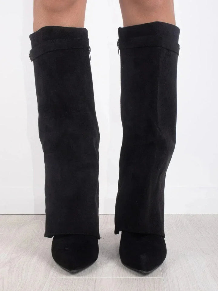 Francesca - Women's suede boots with metallic details