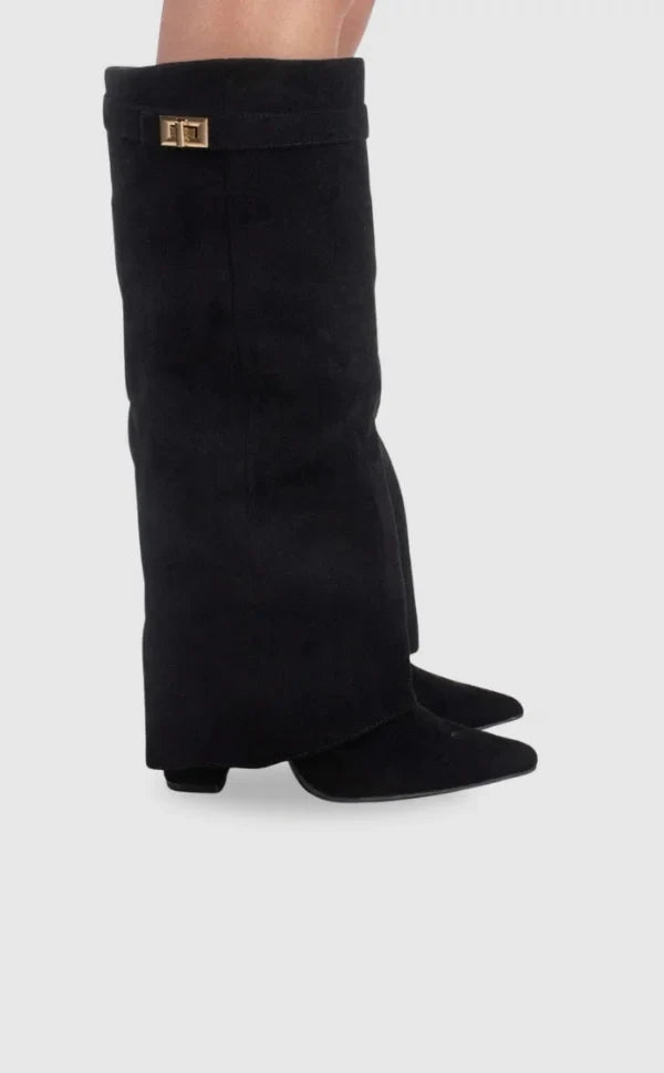 Francesca - Women's suede boots with metallic details