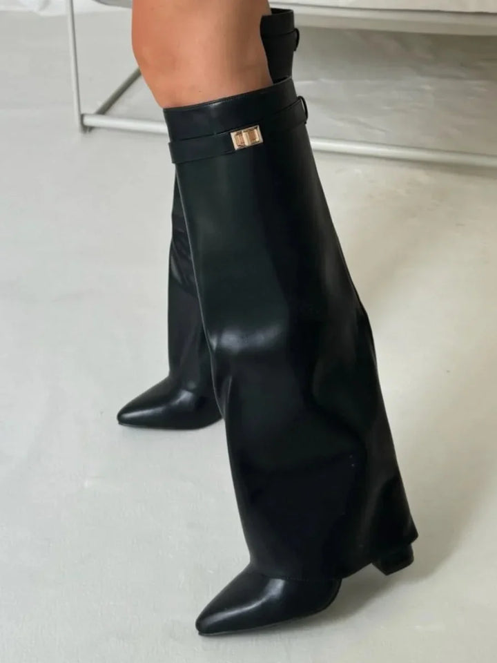 Francesca - Women's suede boots with metallic details