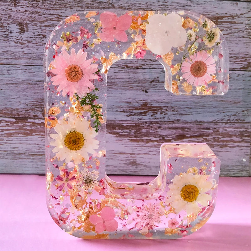 Harp candle lamp with dried flowers and personal letter | Decorative LED night light