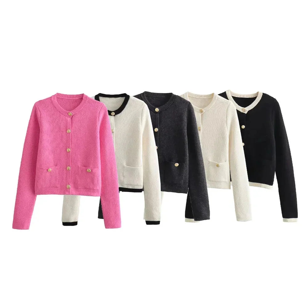Talia - Women's chic knitted cardigan with buttons