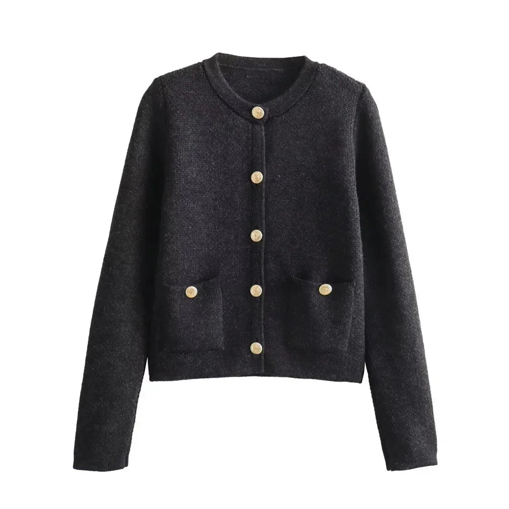 Talia - Women's chic knitted cardigan with buttons
