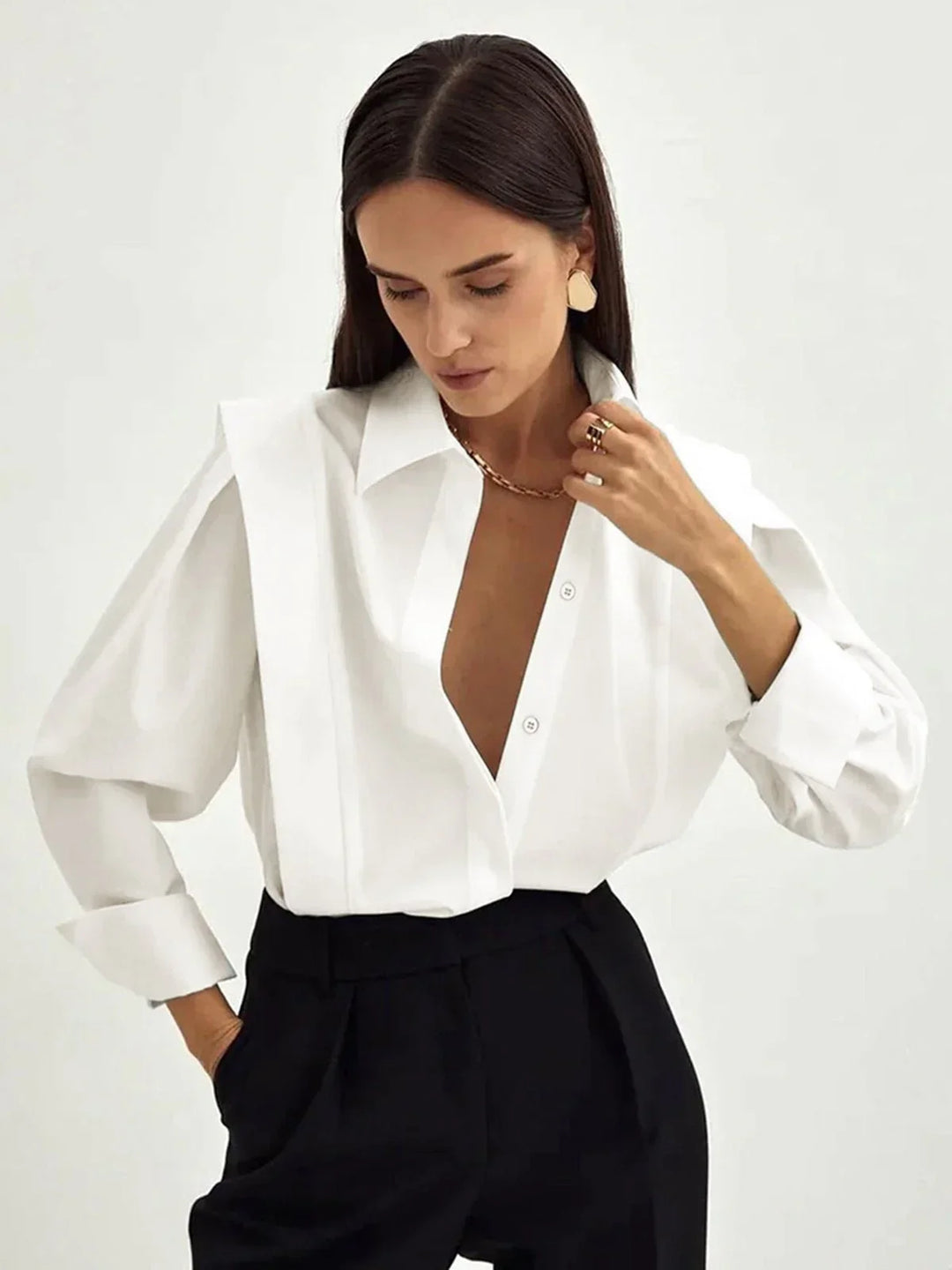 Jane - Women's boxy shirt with multiple buttons, available in various colours