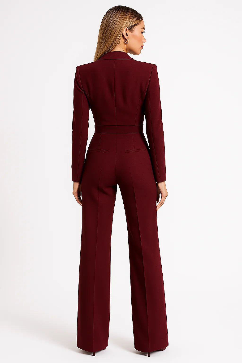 Fiona - Elegant V-neck wide-leg women's jumpsuit