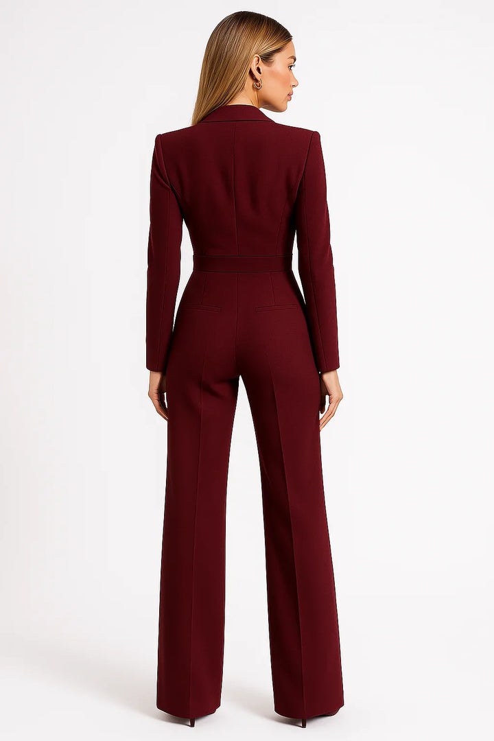 Fiona - Elegant V-neck wide-leg women's jumpsuit