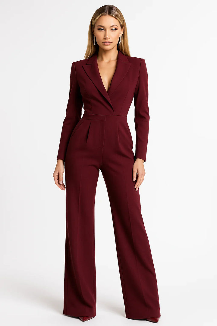 Fiona - Elegant V-neck wide-leg women's jumpsuit
