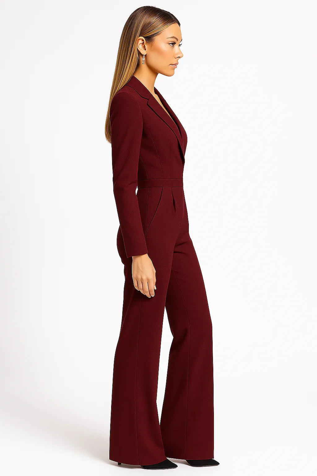 Fiona - Elegant V-neck wide-leg women's jumpsuit