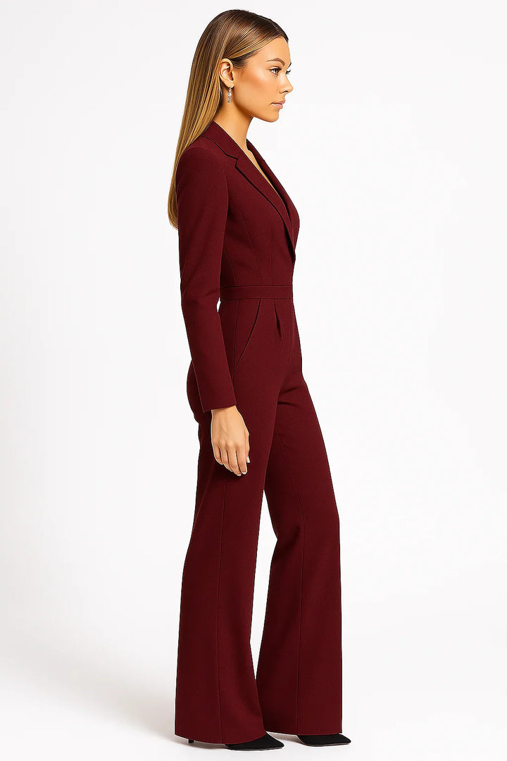 Fiona - Elegant V-neck wide-leg women's jumpsuit
