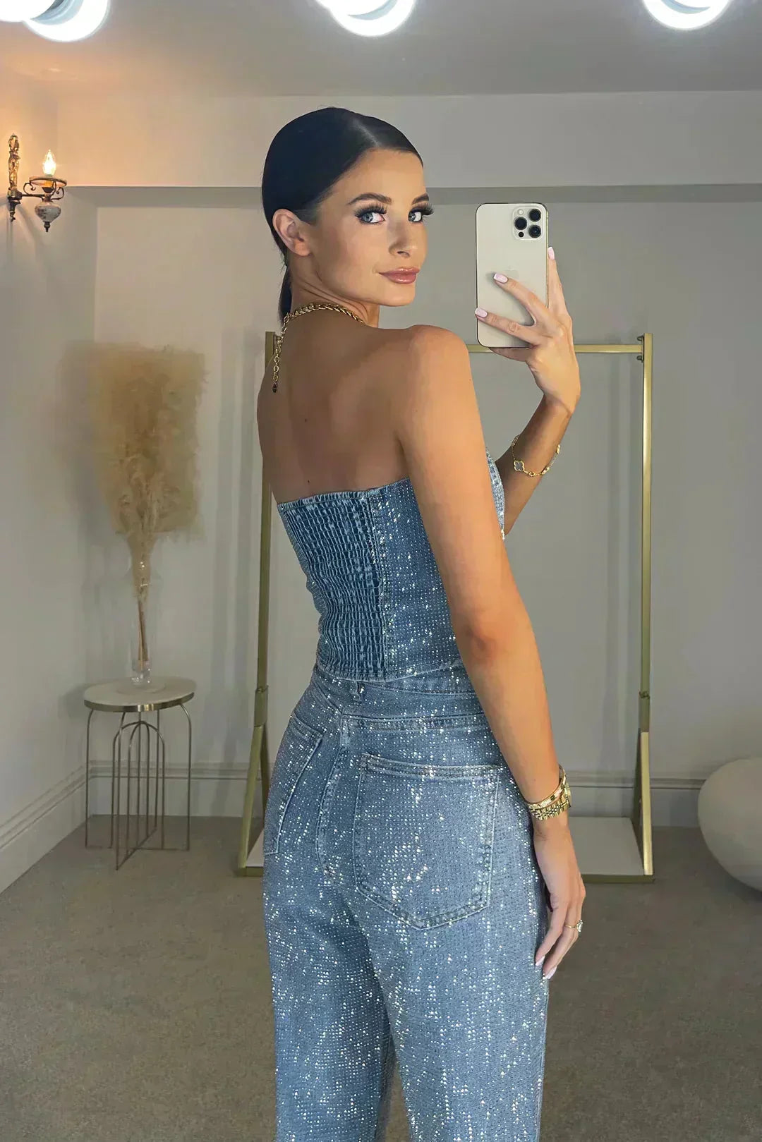 Abigail - Women's strapless wide-leg evening jumpsuit