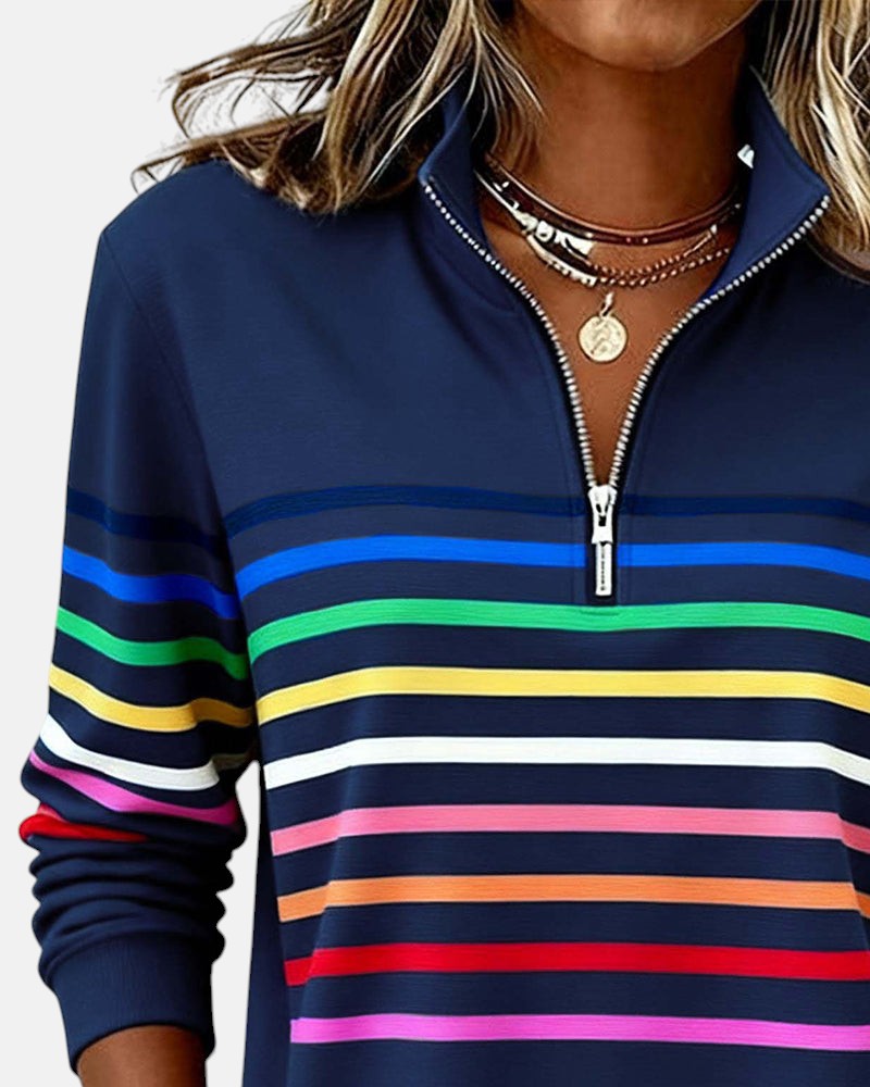Iris™ | Rainbow Striped Zip Sweatshirt