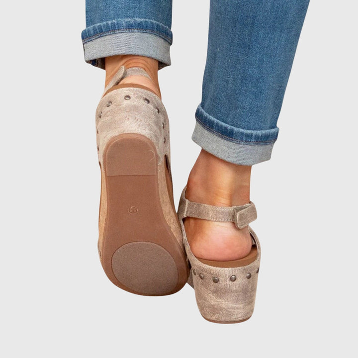 Suede Orthopedic Wedge Sandals – Cork Platform