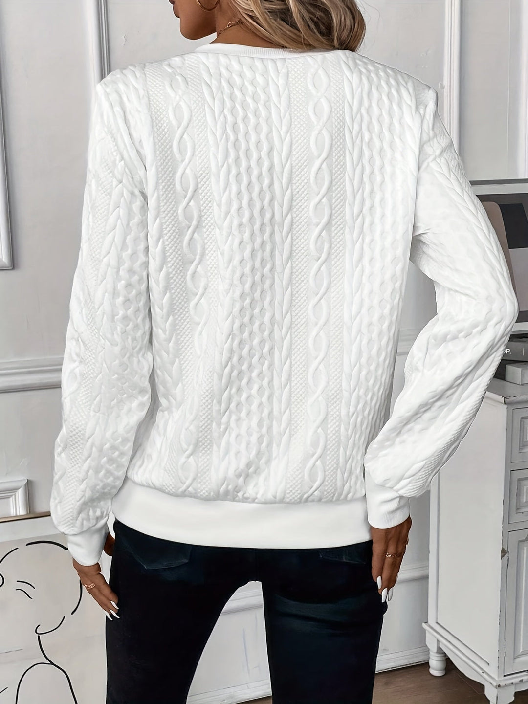 Women's Half Zip Sweater with All-Over Textured Pattern