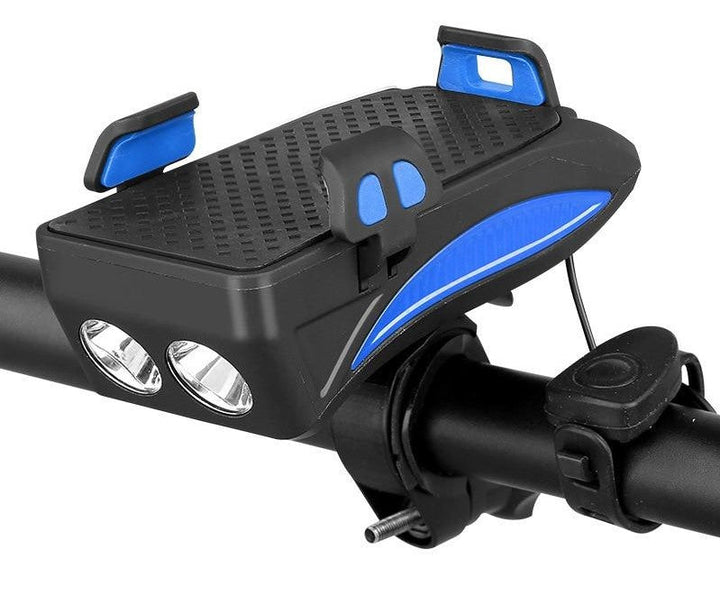 Multifunctional phone holder for bicycle with light and power bank