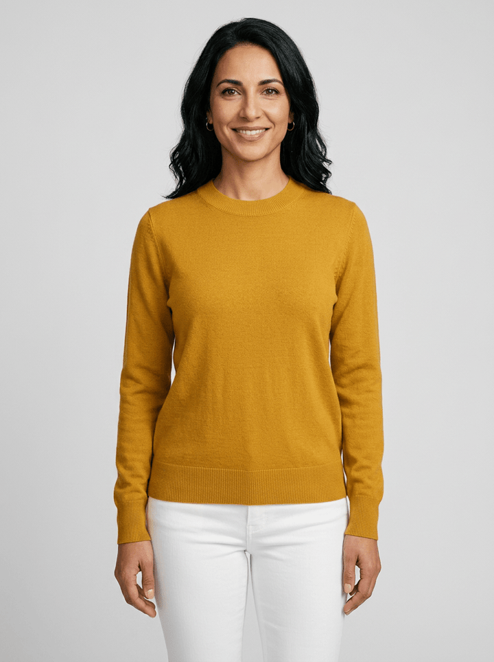 Women’s Casual Knit Sweater – Relaxed Fit Round Neck Top for Everyday Wear