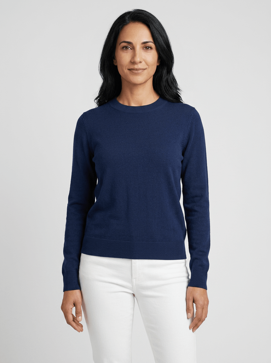 Women’s Casual Knit Sweater – Relaxed Fit Round Neck Top for Everyday Wear