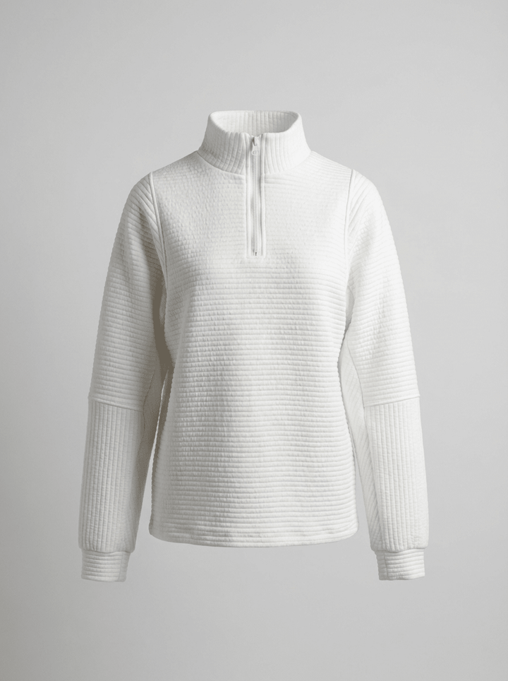 Women’s Ribbed Half-Zip Sweater – V-Neck Relaxed Fit Pullover