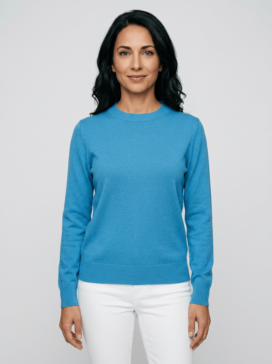 Women’s Casual Knit Sweater – Relaxed Fit Round Neck Top for Everyday Wear