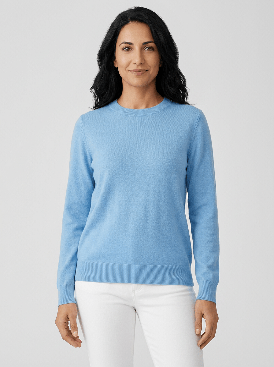Women’s Casual Knit Sweater – Relaxed Fit Round Neck Top for Everyday Wear