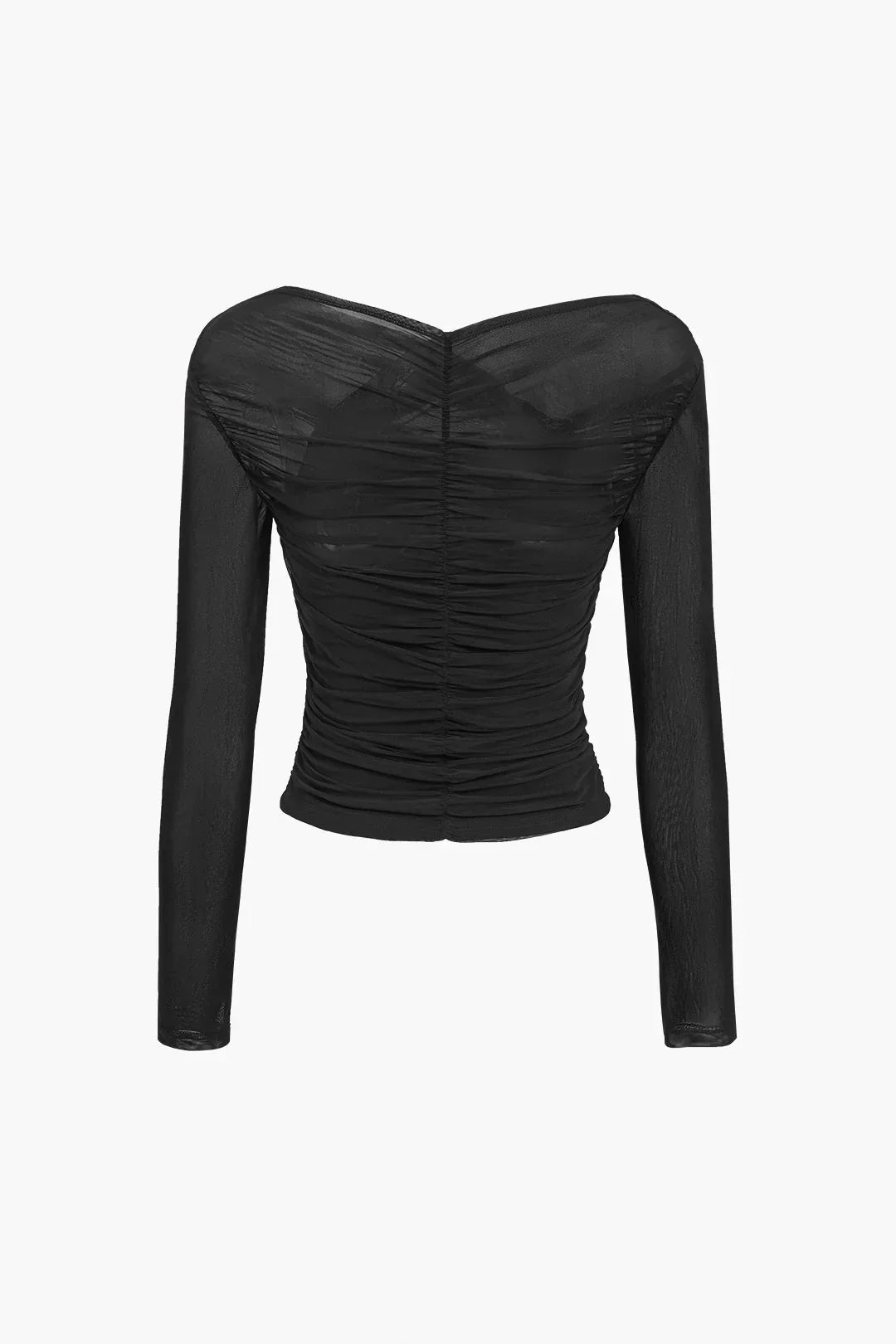 Yvette - Women's long-sleeved top with sheer pleated effect