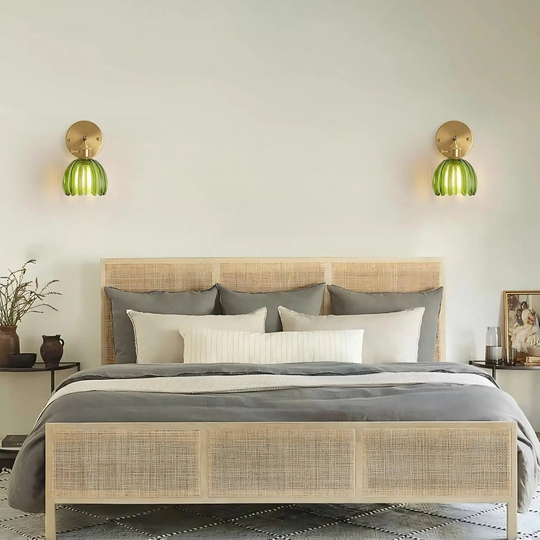 Retro wall lamp with glass tulip knob for indoor use