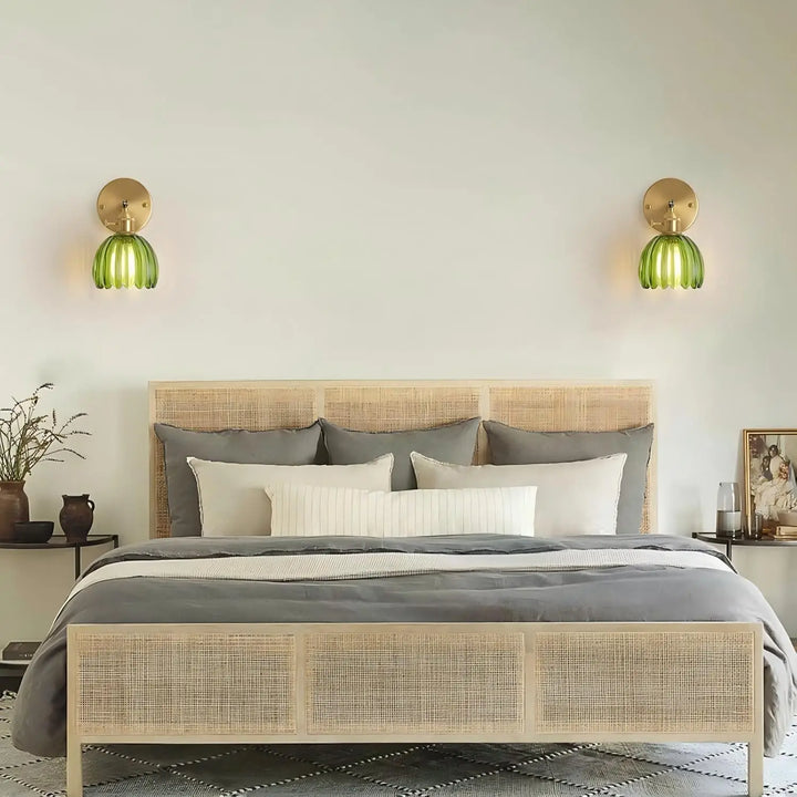 Retro wall lamp with glass tulip knob for indoor use