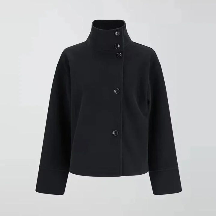 Jenna - Women's short coat with buttons and stand-up collar