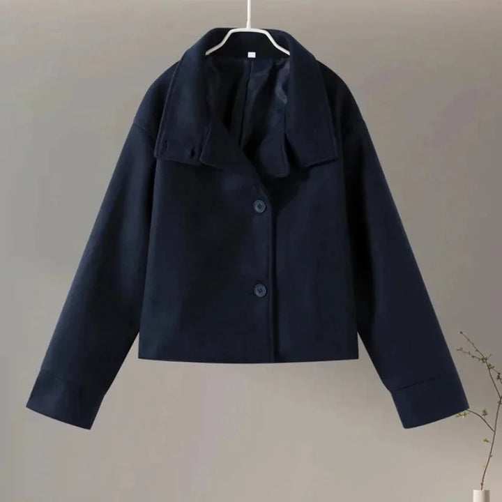 Jenna - Women's short coat with buttons and stand-up collar